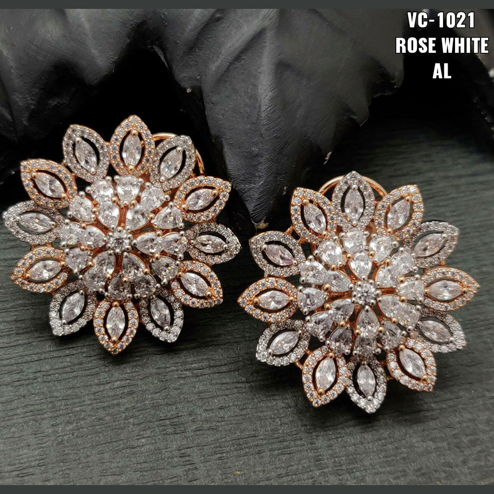 Vivah Creations Rose Gold Plated AD Stone Stud Earrings  JewelMazecom
