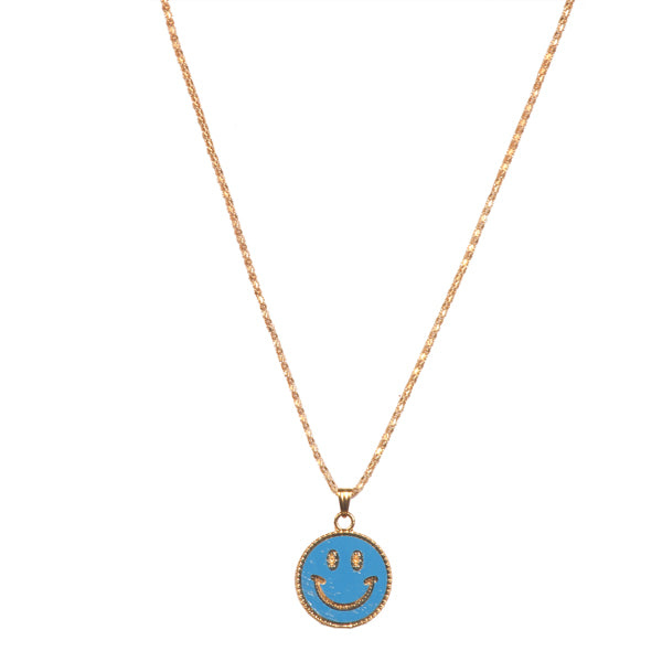 Urthn Blue Smiley Gold Plated Chain Pendant