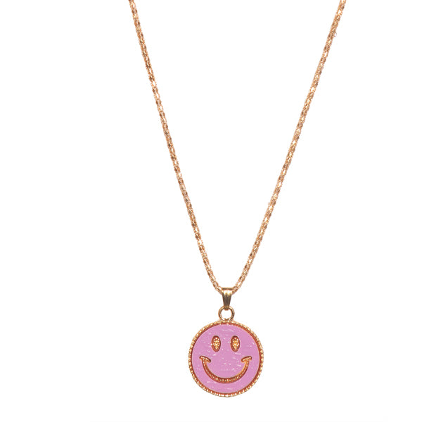 Urthn Pink Smiley Gold Plated Chain Pendant
