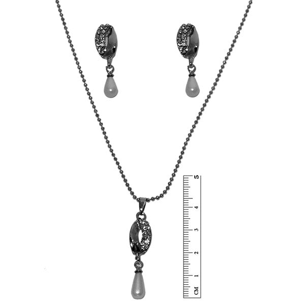 14Fashion Austrian Stone Pearl Drop Silver Plated Pendant Set