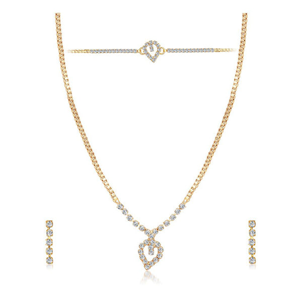 Eugenia Austrian Stone Gold Plated Necklace Set With Bracelet