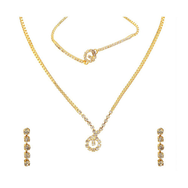 Kriaa Gold Plated Necklace Set With Bracelet