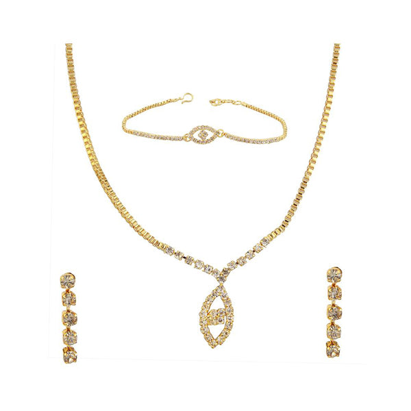 Kriaa Gold Plated Necklace Set With Bracelet
