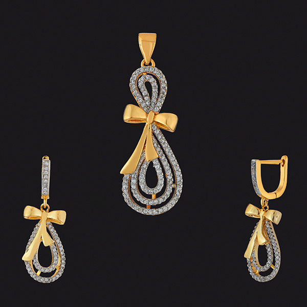 Shop Regal Diamond Earring and Pendant Set in 18K Gold  Gehna