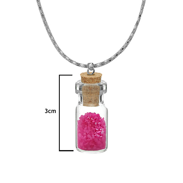 Urthn Pink Beads Silver Plated Glass Chain Pendant