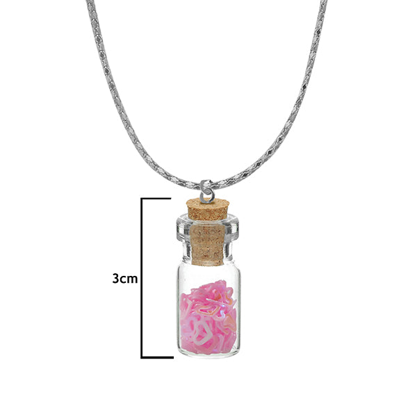 Urthn Pink Heart Silver Plated Glass Chain Pendant