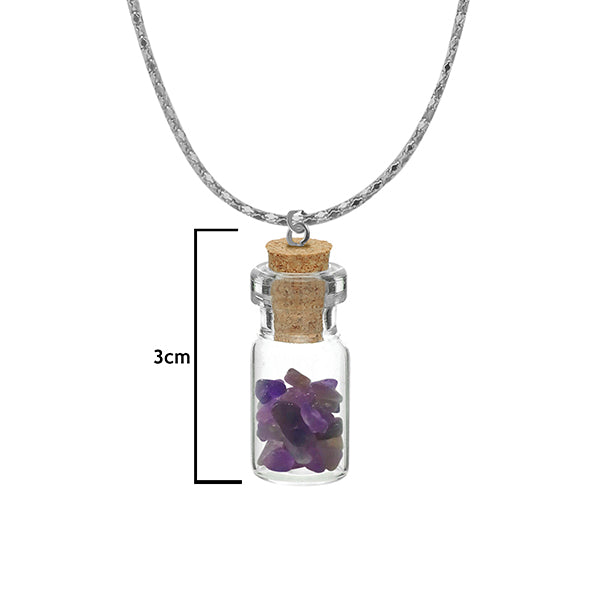 Urthn Purple Gem Stone Silver Plated Glass Chain Pendant