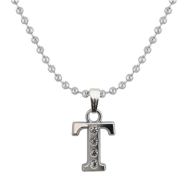 Regina Rhodium Plated " T " Alphabet Chain Pendant - 1203170 - FS