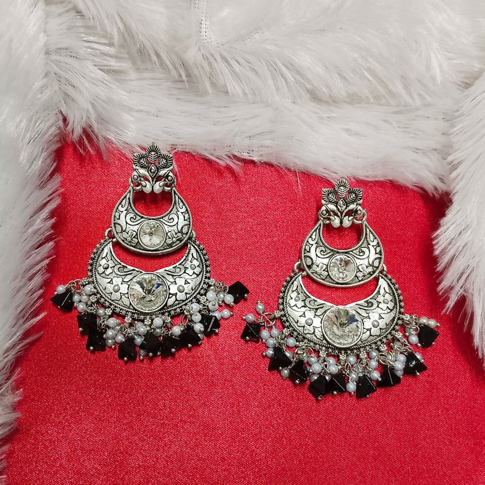 JewelMaze Crystal Stone Silver Plated Dangler Earrings