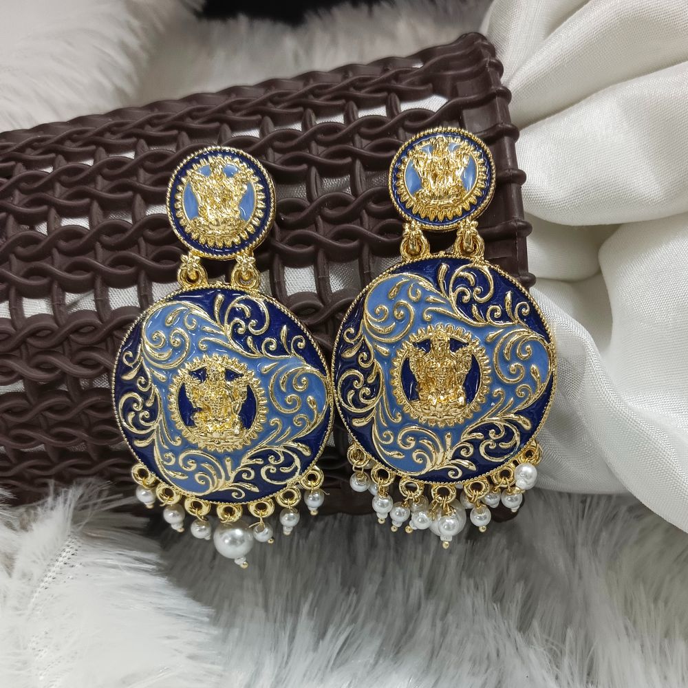 JewelMaze Meenakari Gold Plated Dangler Earrings