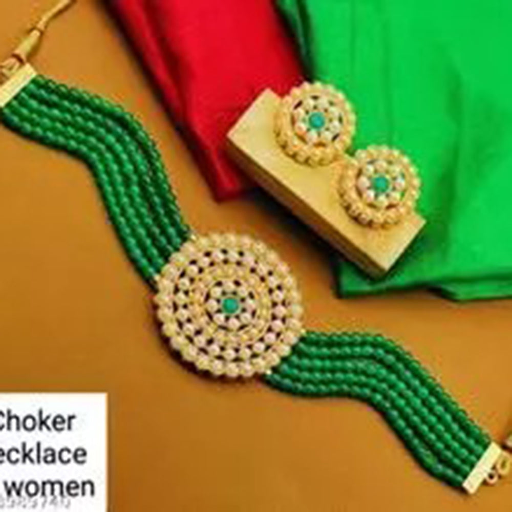 JewelMaze Gold Plated Beads Necklace Set
