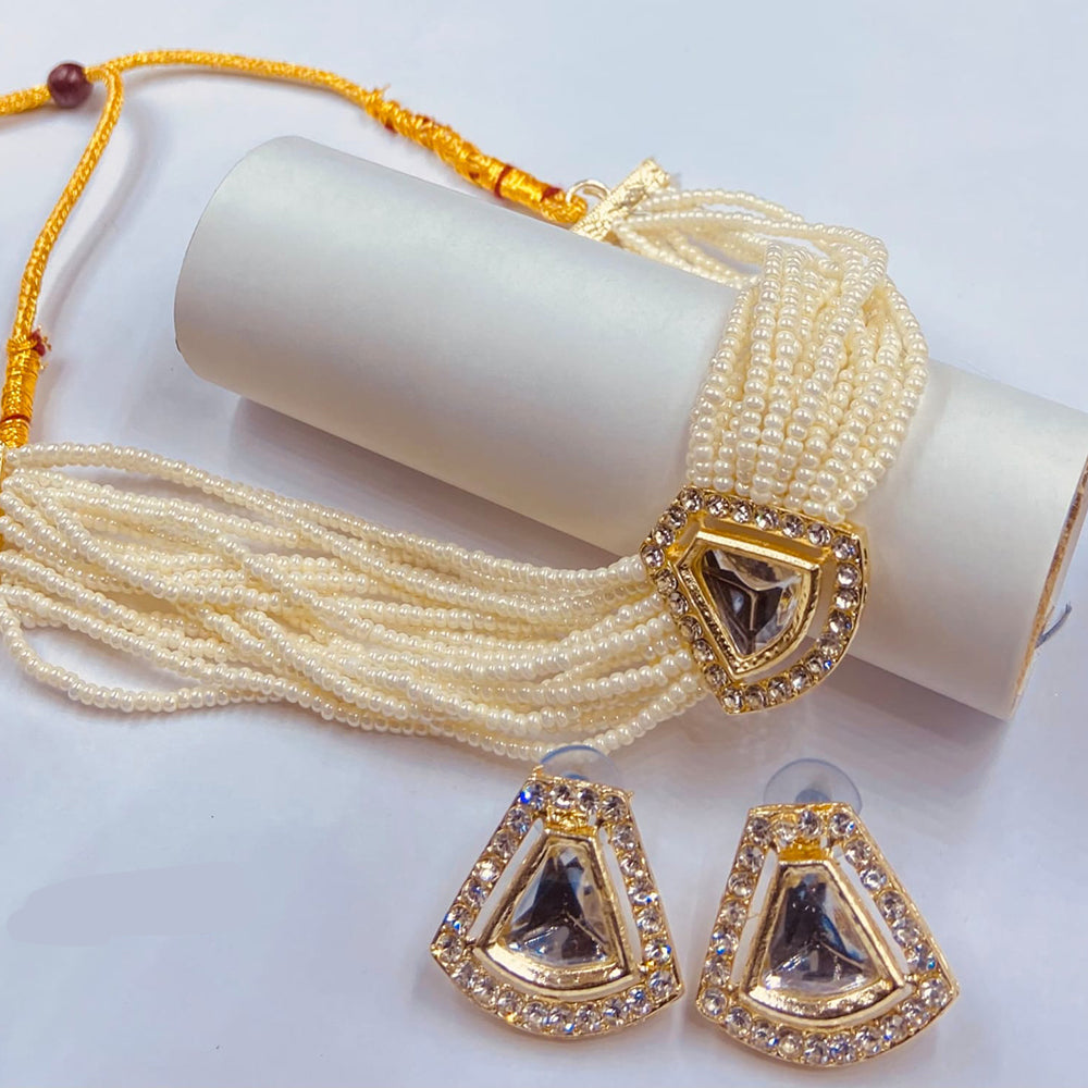 JewelMaze Gold Plated Crystal Stone Necklace Set