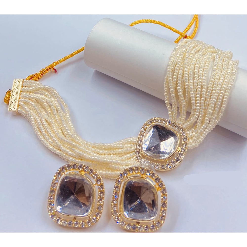 JewelMaze Gold Plated Crystal Stone Necklace Set