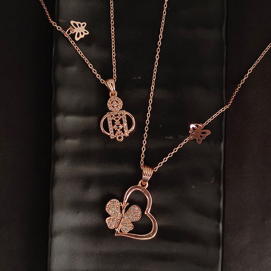 The Z Collection AD Diamond Butterfly Chain Pendants Combo