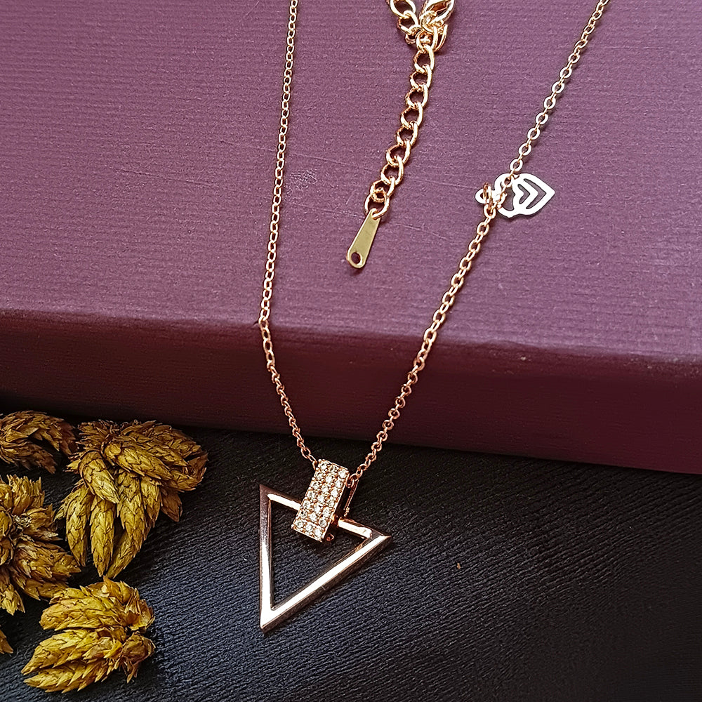 The Z Collection Rose Gold Plated AD Triangle Chain Pendant