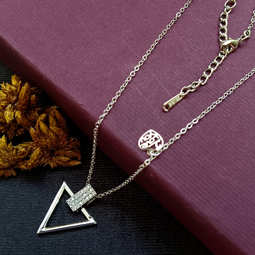 The Z Collection Silver Plated AD Triangle Chain Pendant