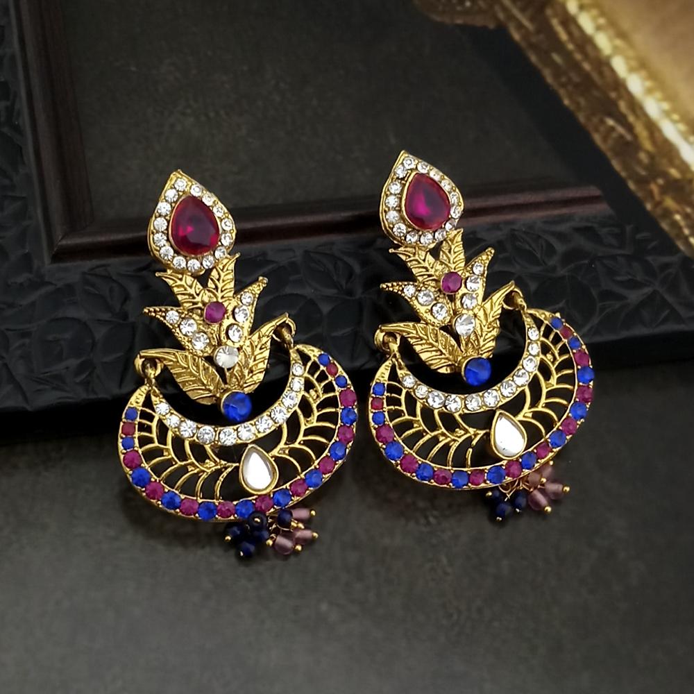 Kriaa Austrian Stone Multi Gold Plated Kundan Earrings