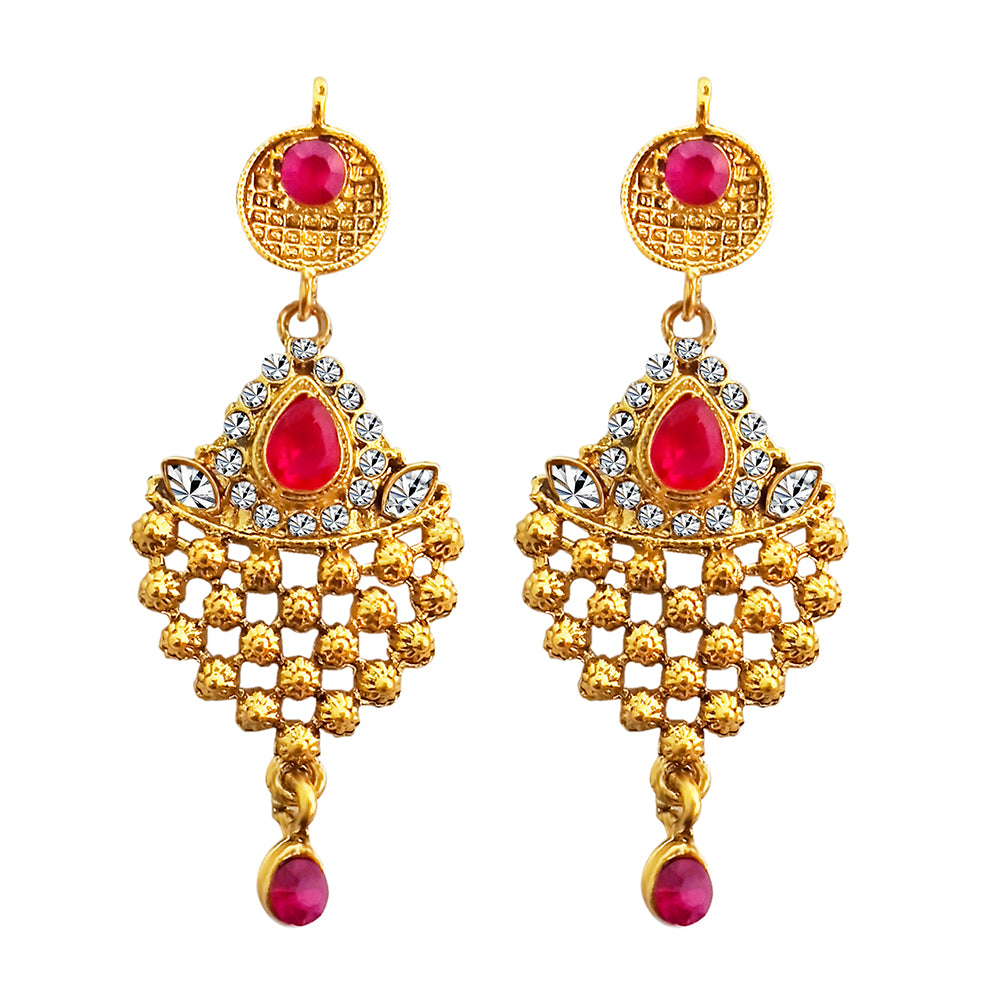 Kriaa Austrian Stone Pink Gold Plated Earrings