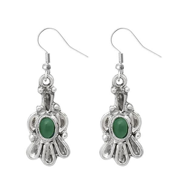 Urthn Silver Plated Green Pota Stone Dangler Earrings