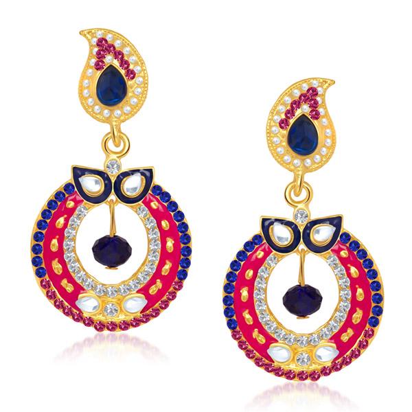 Kriaa Multicolor Meenakari Kundan Dangler Earrings -1304615