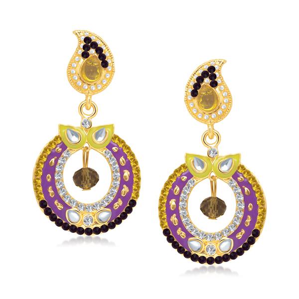 Kriaa Multicolor Meenakari Kundan Dangler Earrings -1304623