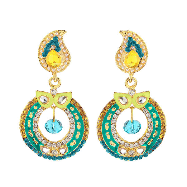 Kriaa Blue Meenakari Gold Plated Dangler Earrings