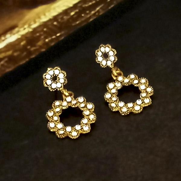 Kriaa White Austrian Stone Gold Plated Dangler Earrings - 1304735