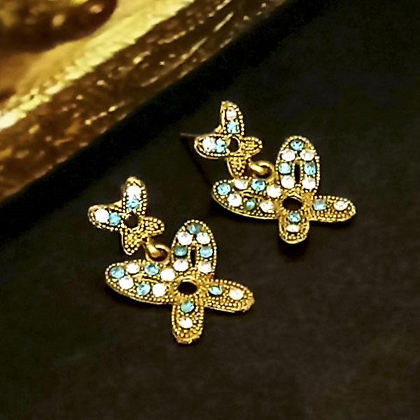 Kriaa Blue Austrian Stone Gold Plated Dangler Earrings - 1304737D