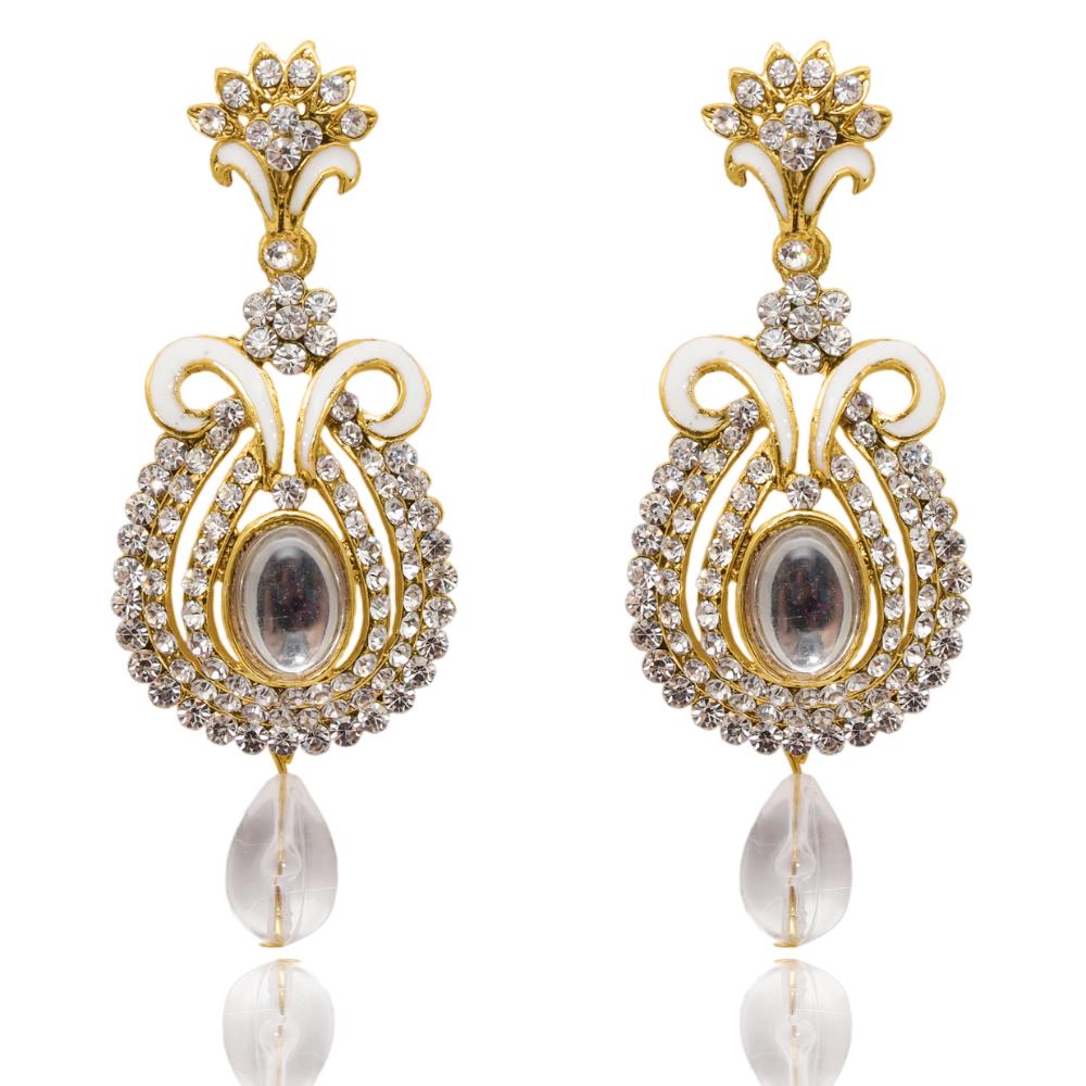 Bhavi Jewels Gold Plated White Austrian Stone Dangler Earrings
