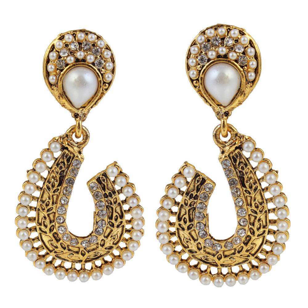 Bhavi Jewels Gold Plated White Austrian Stone Dangler Earrings