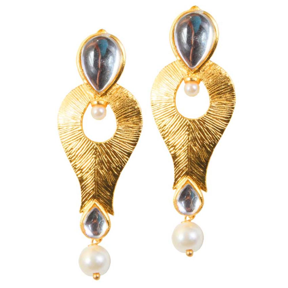 Bhavi Jewels Gold  Plated Kundan Stone Dangler Earrings