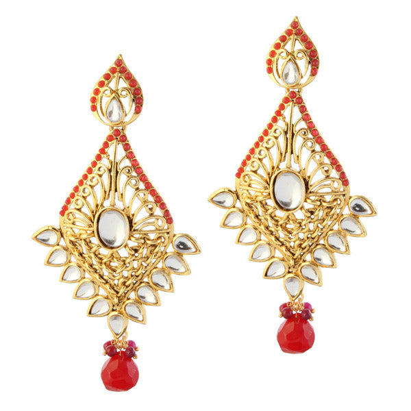 Kriaa Gold Plated Kundan Dangler Earrings