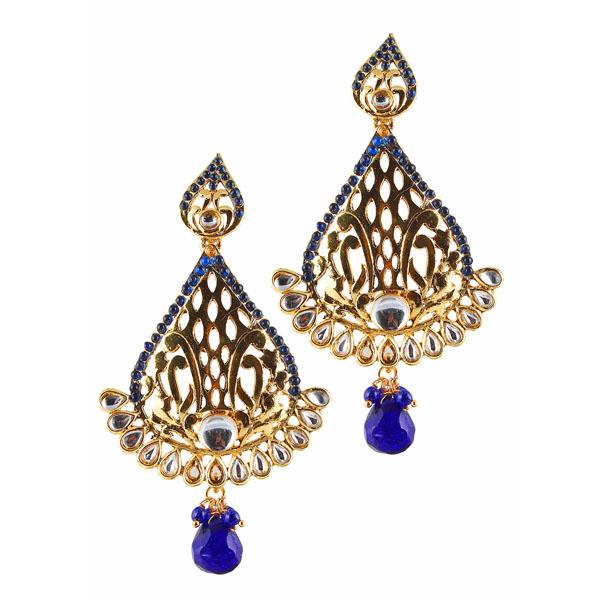 Kriaa Kundan Gold Plated Dangler Earrings