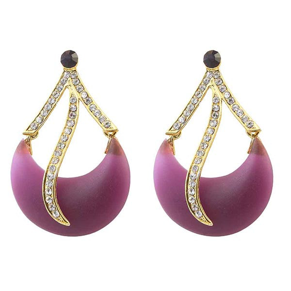 Kriaa Austrian Stone Purple Resin  Dangler Earrings