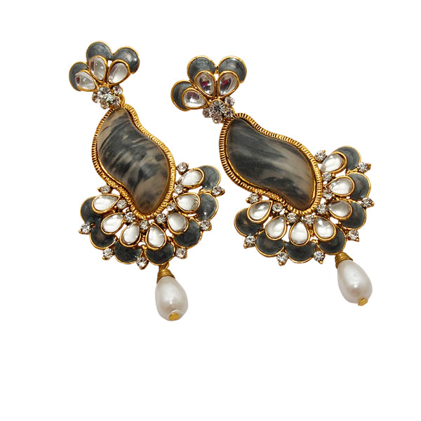 Kriaa Gold Plated Meenakari Stone Dangler Earrings