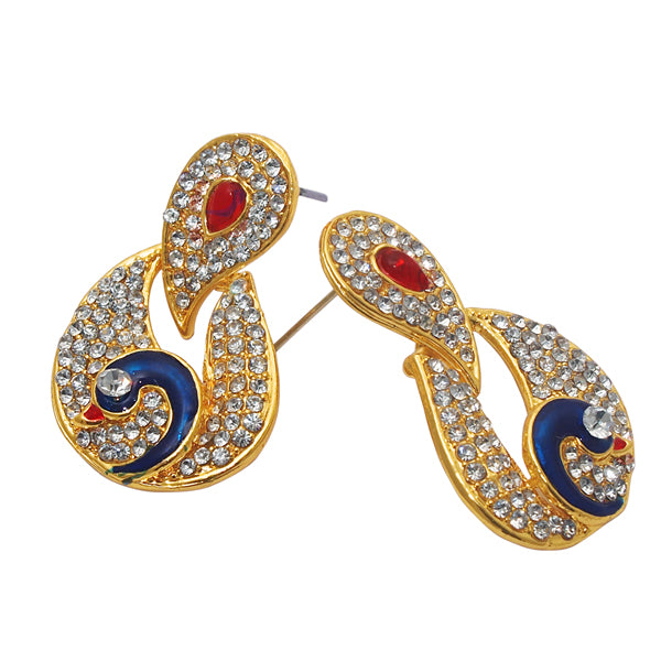 Kriaa Meenakari Stone Gold Plated Peacock Dangler Earrings