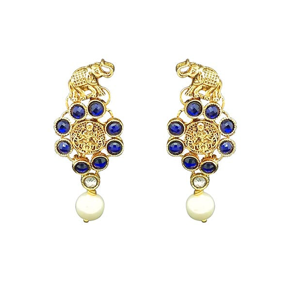 Kriaa Elephant Design Gold Plated Dangler Earrings