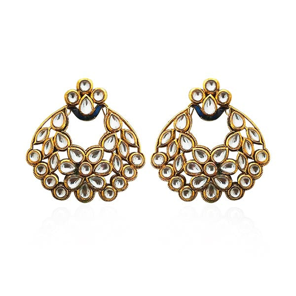 Kriaa Kundan Stone Gold Plated Dangler Earrings