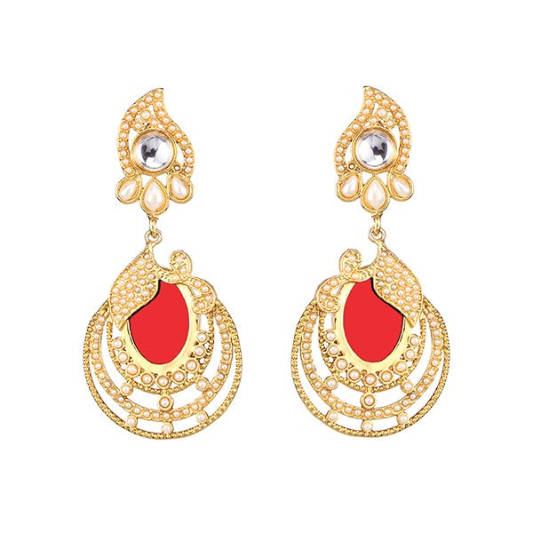 Kriaa Gold Plated Resin Stone Dangler Earrings