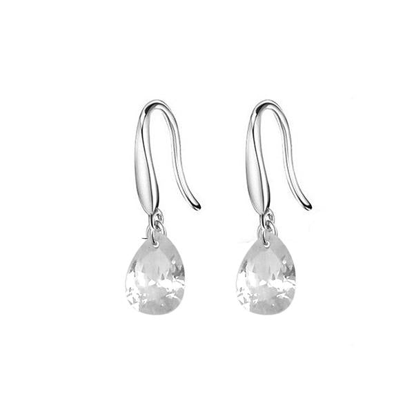 Kriaa White Crystal Stone Silver Plated Hook Earrings - 1308060a