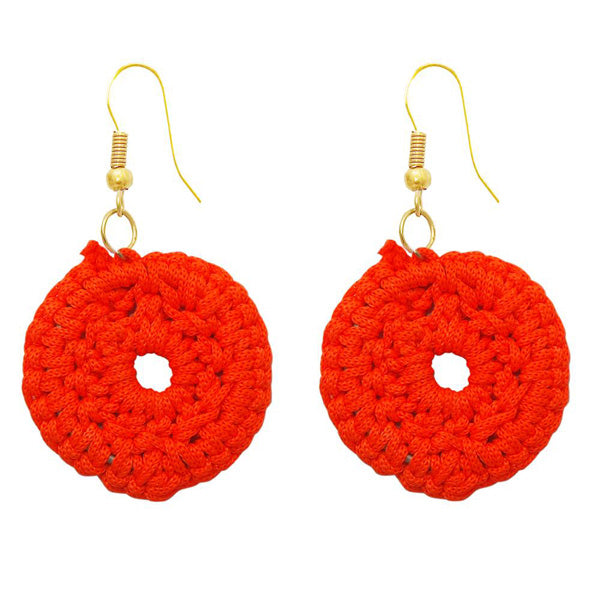 The99Jewel Gold Plated Red Thread Round Shape Earrings