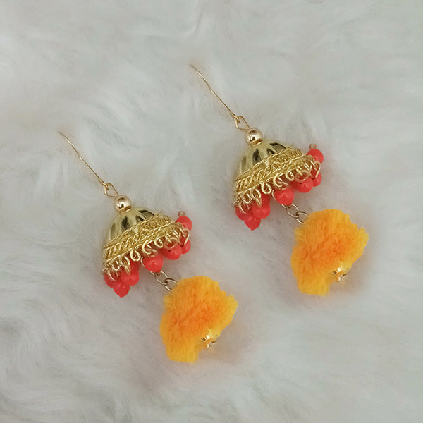 Jeweljunk Gold Plated Jhumki Pompom Earrings