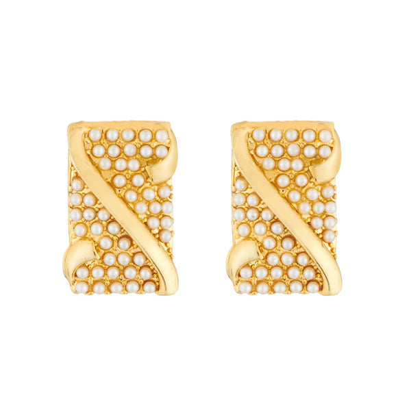 Kriaa Gold Plated Pearl Stud Earrings
