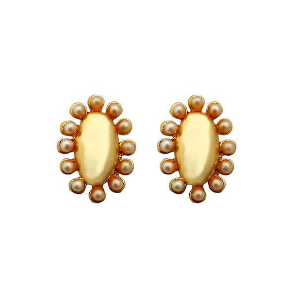 Kriaa Pearl Stud Gold Plated Earrings