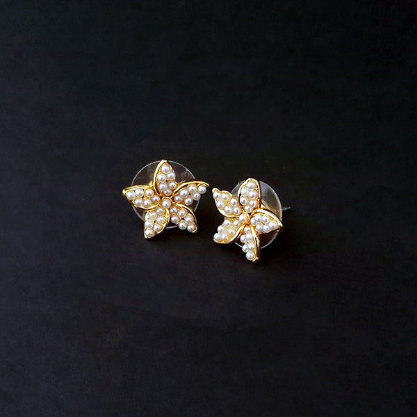 Kriaa Pearl Stud Gold Plated Earrings