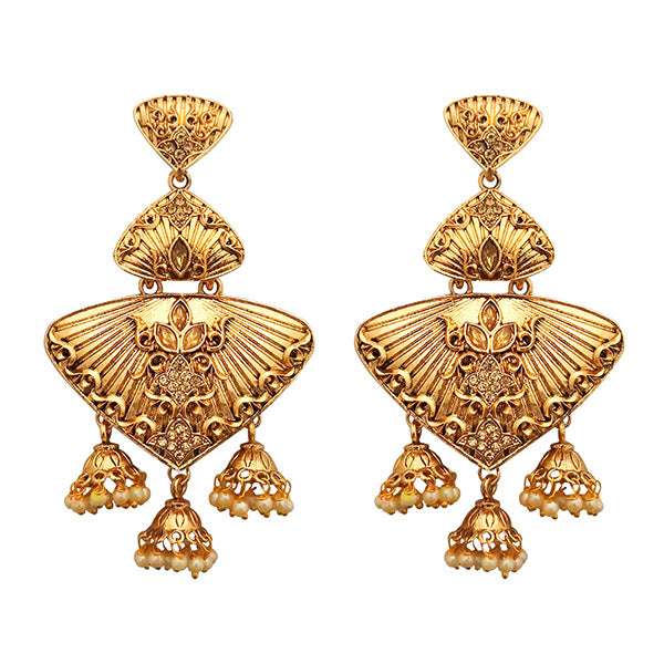 Kriaa Gold Plated Brown Austrian Stone Dangler Earrings