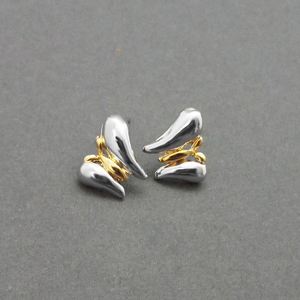 Urthn 2 Tone Plated Butterfly Design Stud Earrings