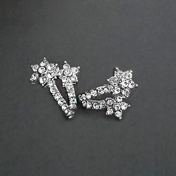 Kriaa Silver Plated White Austrian Stone Stud Earrings
