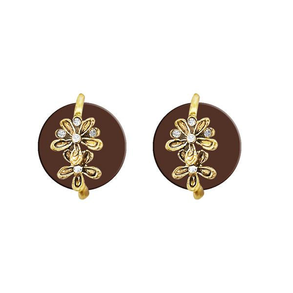 Kriaa White Austrian Stone Gold Plated Stud Earrings - 1311415C