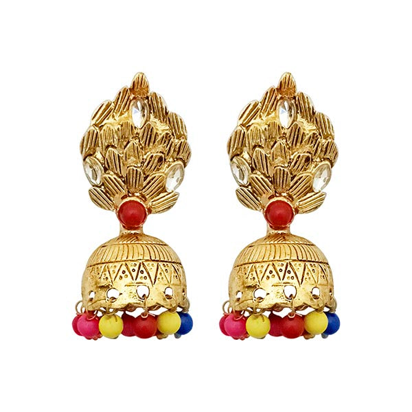 Kriaa  Gold plated Multi Beads Jhumki Earrings